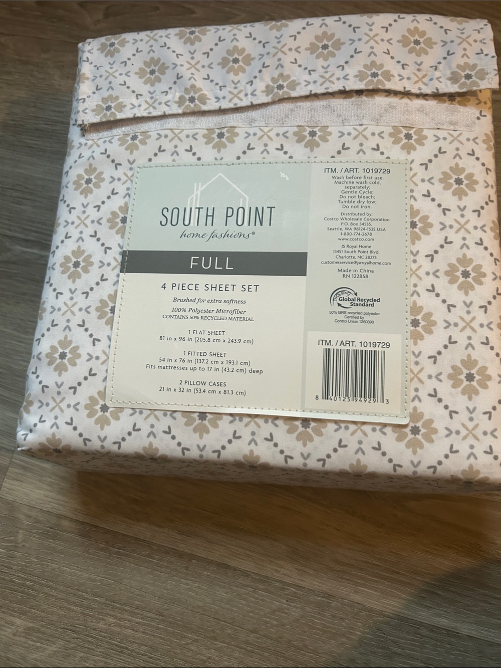 South Point Full 4-Piece Sheet Set in Cream Floral